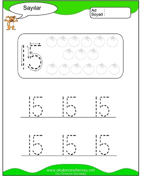 okul öncesi 1 sayısı çizgi çalışması
